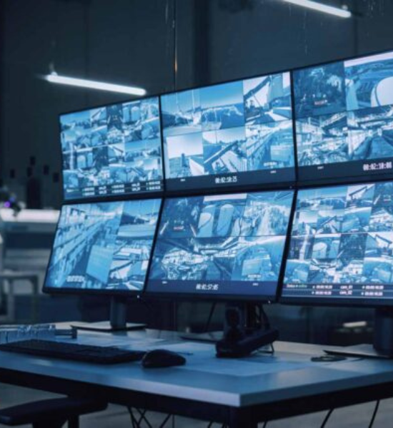 A group of people in a control room with multiple monitors