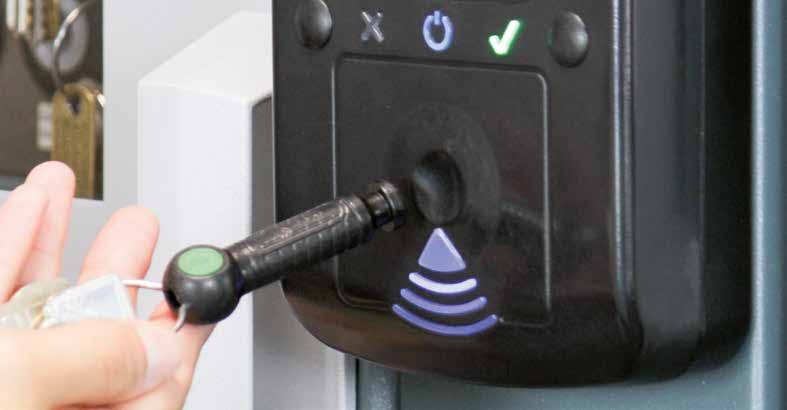 A keyTag being used with a key management system