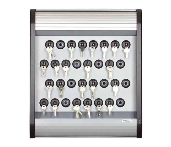A key management system with a keypad and a closed shutter